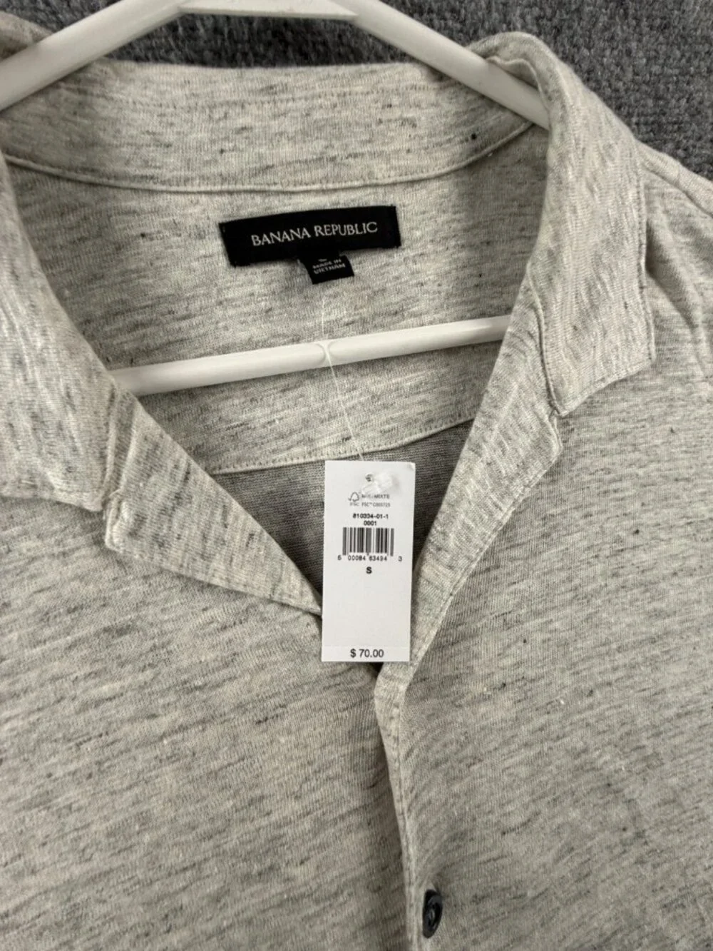 NWT Banana Republic KNIT LINEN Button Up Shirt Small Heathered Beige Camp Hawaii